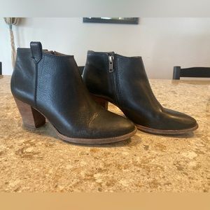 Madewell Black Leather Billie Zipper Ankle Boots 7